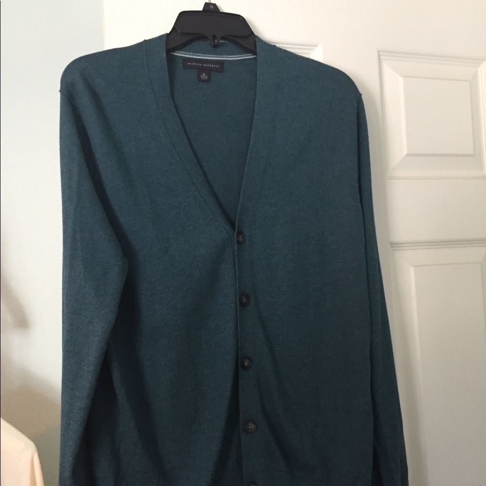 Soft blue Banana Republic cardigan.